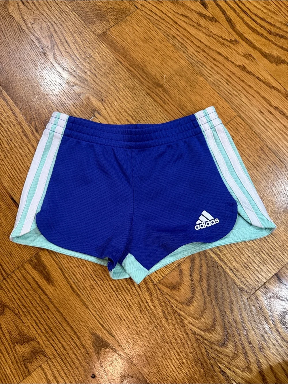 Girl’s Adidas Shorts. Size 3T. Excellent Condition. Purple and Mint Color.